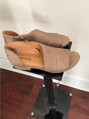 BareTraps Taupe Open-Toe Slingback Sandals with Textured Upper